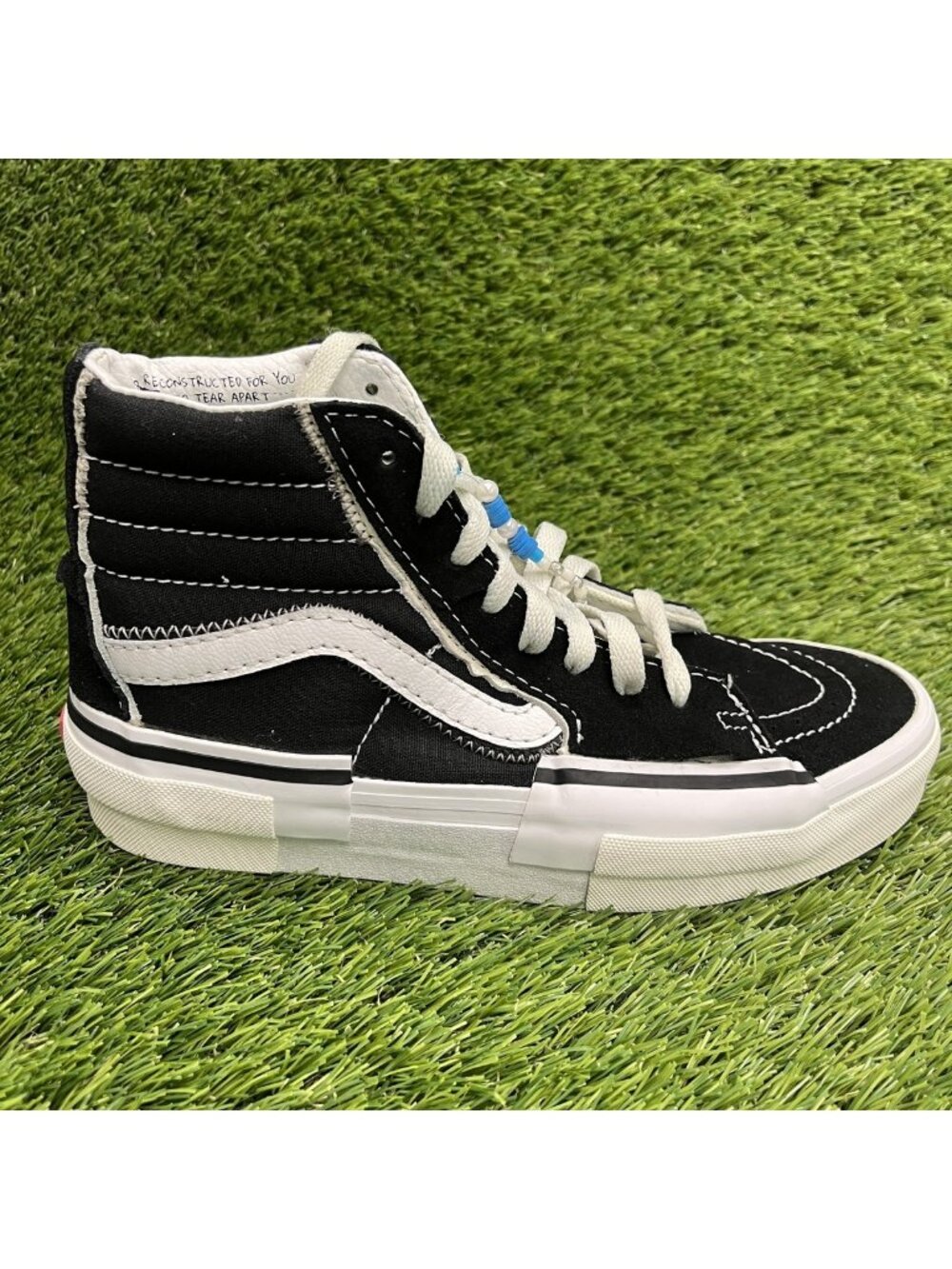 Vans Sk8-Hi Reconstruct Womens Size 7 Black White Athletic Skate Shoes Sneakers
